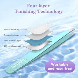 Tweezers for Women Facial Hair,Stocking Stuffers 4 Pack Tweezers for Eyebrows,Tweezer Set for Ingrown Hair, Plucking Daily Beauty Tool with Leather Travel Case for Gifts Tweezers for Women Facial Hair,Stocking Stuffers 4 Pack Tweezers for Eyebrows,Tweezer Set for Ingrown Hair, Plucking Daily Beauty Tool with Leather Travel Case for Gifts