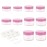 ZEJIA 10pcs Small Travel Containers, Pink Sample Containers with Screw Lids, 5 Size 3/5/10/15/20 Gram Sample Jars with 12pcs Labels and 2pcs Mini Disposable Spatula, Makeup Sample Containers BPA Free