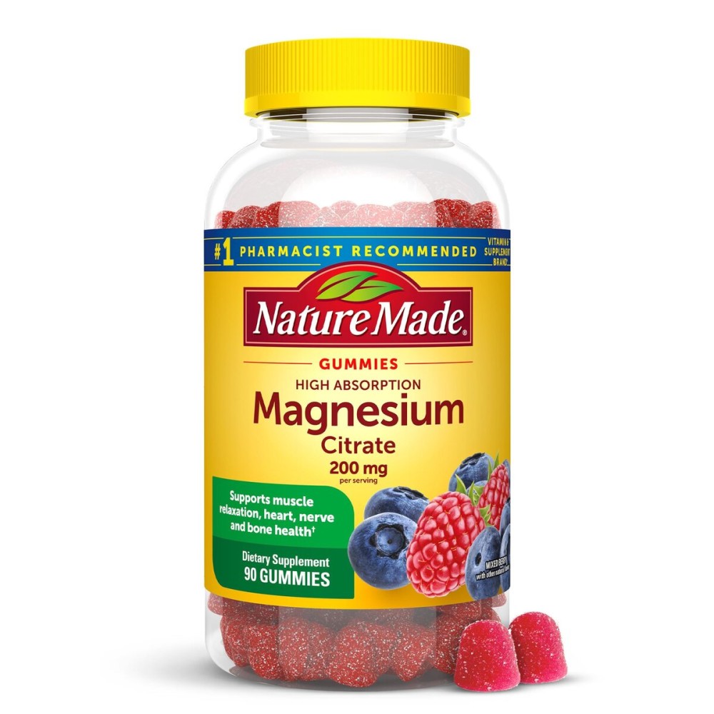 Nature Made High Absorption Magnesium Citrate 200 mg per serving, Magnesium Supplement for Muscle, Nerve, Bone and Heart Support, 90 Magnesium Gummies, 45 Day Supply Nature Made High Absorption Magnesium Citrate 200 mg per serving, Magnesium Supplement for Muscle, Nerve, Bone and Heart Support, 90 Magnesium Gummies, 45 Day Supply