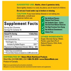 Nature Made High Absorption Magnesium Citrate 200 mg per serving, Magnesium Supplement for Muscle, Nerve, Bone and Heart Support, 90 Magnesium Gummies, 45 Day Supply Nature Made High Absorption Magnesium Citrate 200 mg per serving, Magnesium Supplement for Muscle, Nerve, Bone and Heart Support, 90 Magnesium Gummies, 45 Day Supply