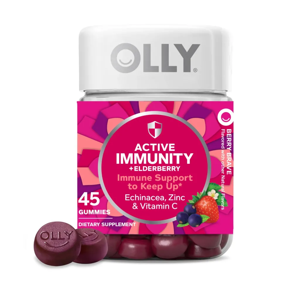 OLLY Immunity Gummy, Immune Support, Elderberry, Zinc, Vitamin C, Supplement, Berry Flavor, 15 Day Supply - 45 Count OLLY Immunity Gummy, Immune Support, Elderberry, Zinc, Vitamin C, Supplement, Berry Flavor, 15 Day Supply - 45 Count