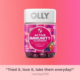OLLY Immunity Gummy, Immune Support, Elderberry, Zinc, Vitamin C, Supplement, Berry Flavor, 15 Day Supply - 45 Count OLLY Immunity Gummy, Immune Support, Elderberry, Zinc, Vitamin C, Supplement, Berry Flavor, 15 Day Supply - 45 Count