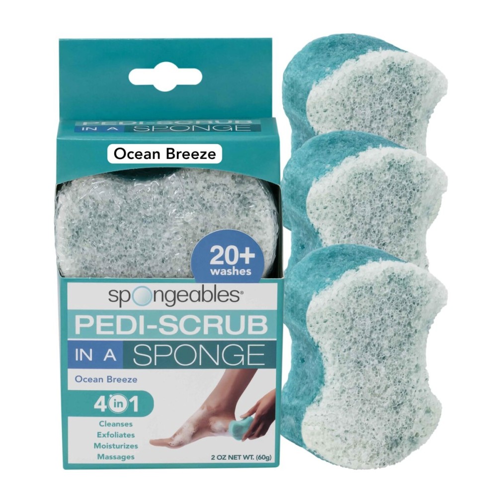 Spongables Pedi Scrub Foot Exfoliating 20+ Wash Sponge, Ocean Breeze, 3 Count Spongables Pedi Scrub Foot Exfoliating 20+ Wash Sponge, Ocean Breeze, 3 Count