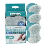Spongables Pedi Scrub Foot Exfoliating 20+ Wash Sponge, Ocean Breeze, 3 Count