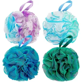 DadyMart Bath Shower Loofah Sponge 60g Bath Mesh Pouf Shower Ball Body Scrubber Exfoliating Bath Sponge for Women and Men, Set of 4, Flower DadyMart Bath Shower Loofah Sponge 60g Bath Mesh Pouf Shower Ball Body Scrubber Exfoliating Bath Sponge for Women and Men, Set of 4, Flower