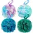 DadyMart Bath Shower Loofah Sponge 60g Bath Mesh Pouf Shower Ball Body Scrubber Exfoliating Bath Sponge for Women and Men, Set of 4, Flower