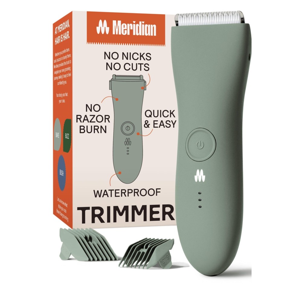 MERIDIAN Body Hair Trimmer for Men, Pubic Hair Trimmer Balls, Body Shaver for Men Groin Safe, Electric Ball Shavers, Bikini Razors Women, Waterproof & Rechargeable - Sage MERIDIAN Body Hair Trimmer for Men, Pubic Hair Trimmer Balls, Body Shaver for Men Groin Safe, Electric Ball Shavers, Bikini Razors Women, Waterproof & Rechargeable - Sage