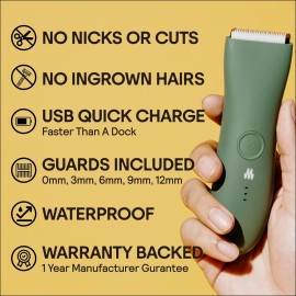 MERIDIAN Body Hair Trimmer for Men, Pubic Hair Trimmer Balls, Body Shaver for Men Groin Safe, Electric Ball Shavers, Bikini Razors Women, Waterproof & Rechargeable - Sage MERIDIAN Body Hair Trimmer for Men, Pubic Hair Trimmer Balls, Body Shaver for Men Groin Safe, Electric Ball Shavers, Bikini Razors Women, Waterproof & Rechargeable - Sage
