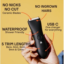 MERIDIAN Body Hair Trimmer for Men, Pubic Hair Trimmer Balls, Body Shaver for Men Groin Safe, Electric Ball Shavers, Bikini Razors Women, Waterproof & Rechargeable - Onyx MERIDIAN Body Hair Trimmer for Men, Pubic Hair Trimmer Balls, Body Shaver for Men Groin Safe, Electric Ball Shavers, Bikini Razors Women, Waterproof & Rechargeable - Onyx