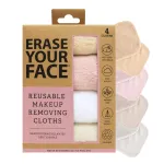 ERASE YOUR FACE Eco-Friendly Makeup Remover Cloths - Reusable Microfiber Face Towels to Cleanse & Remove Makeup - Water Activated, Dual-Sided Design for Easy Use - Eco-Friendly Packaging (4 Count)