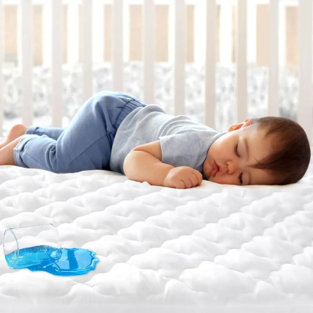 Crib Mattress Protector Sheets Fitted Waterproof Crib Mattress Pad Cover, Noiseless & Machine Wash 100% Absorbent Crib/Toddler Mattress Protector Sheet Quilted, White, 52 x 28 Crib Mattress Protector Sheets Fitted Waterproof Crib Mattress Pad Cover, Noiseless & Machine Wash 100% Absorbent Crib/Toddler Mattress Protector Sheet Quilted, White, 52 x 28