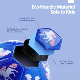 hahaland Soccer Ball Size 3 with Pump Deflated & Mesh Bag - Soccer Ball for Girls Boys Kids Outdoor for Ages 4-8 Toddlers Age 3-4 Kids Soccer Balls for 3 4 5 6 7 8-Year-Old Girls