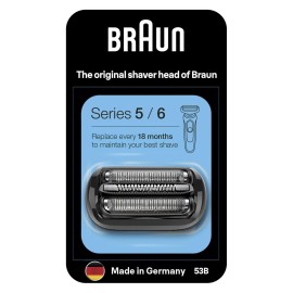 Braun Series 5 Electric Shaver Replacement Head, Easily Attach Compatible Head for New Generation Series 5/6 Shavers, 53B, Black