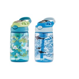 Contigo Aubrey Kids Dinos & Sharks Cleanable Water Bottle with Silicone Straw Spill-Proof Lid Dishwasher Safe 14oz 2-Pack