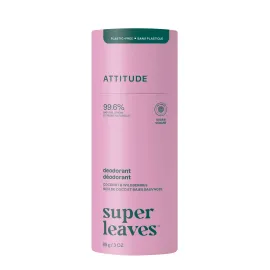 ATTITUDE Plastic-Free Deodorant, EWG Verified, Aluminum Free, Vegan Naturally Sourced Body Deodorants for Women & Men, Dermatologically Tested, White Tea Leaves, 3 Ounces