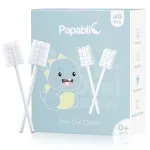 Papablic Baby Tongue Cleaner, Baby Oral Cleaner, Disposable Infant Mouth Cleaner Newborn, Upgrade Gum Cleaner with Paper Handle or Infants Ages 0-2 Years, 40 Pack