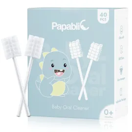 Papablic Baby Tongue Cleaner, Baby Oral Cleaner, Disposable Infant Mouth Cleaner Newborn, Upgrade Gum Cleaner with Paper Handle or Infants Ages 0-2 Years, 40 Pack Papablic Baby Tongue Cleaner, Baby Oral Cleaner, Disposable Infant Mouth Cleaner Newborn, Upgrade Gum Cleaner with Paper Handle or Infants Ages 0-2 Years, 40 Pack