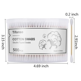 tifanso 500 Count Cotton Swabs, Natural Double Round Strong Wooden Cotton Tip Sticks Buds for Ears, Cruelty-Free Ear Swabs with Storage Box tifanso 500 Count Cotton Swabs, Natural Double Round Strong Wooden Cotton Tip Sticks Buds for Ears, Cruelty-Free Ear Swabs with Storage Box