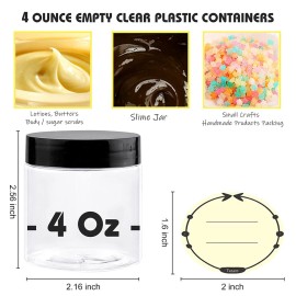 TUZAZO 4 Oz Plastic Container Jars with Lids and Labels BPA Free, Empty Round Clear Cosmetic Slime Jars for Lotion, Cream, Ointments, Body Butter, Makeup, Travel Storage (12 Pack) TUZAZO 4 Oz Plastic Container Jars with Lids and Labels BPA Free, Empty Round Clear Cosmetic Slime Jars for Lotion, Cream, Ointments, Body Butter, Makeup, Travel Storage (12 Pack)