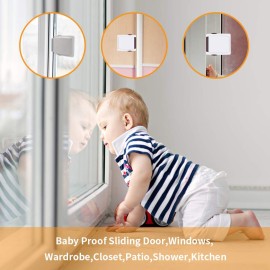 Child Proof Window Sliding Door Lock 2 Grey Packs (Suit for Working Space Over 0.42in and Under 1.18in) Security Your Baby Safe and Protect Kid outof Dangerous at Home (2, Grey)