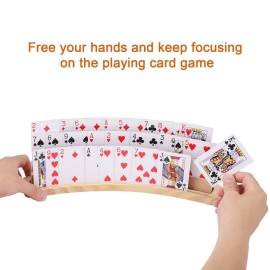 Exqline Curved Wooden Playing Card Holder Tray Rack Organizer Set of 2 Solid Card Holder for Kids Seniors - 13.8 x 1.9 x 2.4 Inch for Bridge Canasta Strategy Card Playing Exqline Curved Wooden Playing Card Holder Tray Rack Organizer Set of 2 Solid Card Holder for Kids Seniors - 13.8 x 1.9 x 2.4 Inch for Bridge Canasta Strategy Card Playing