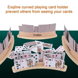 Exqline Curved Wooden Playing Card Holder Tray Rack Organizer Set of 2 Solid Card Holder for Kids Seniors - 13.8 x 1.9 x 2.4 Inch for Bridge Canasta Strategy Card Playing Exqline Curved Wooden Playing Card Holder Tray Rack Organizer Set of 2 Solid Card Holder for Kids Seniors - 13.8 x 1.9 x 2.4 Inch for Bridge Canasta Strategy Card Playing