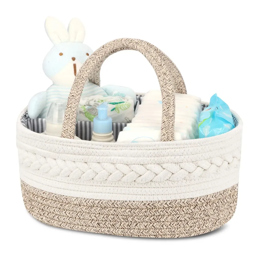 Maliton Diaper Caddy Organizer for Baby, Cotton Rope Baby Gift Basket, Portable Diaper Organizer for changing table, Diaper Nursery Storage Organizer, Baby Shower Gifts for Newborn,baby essentials Maliton Diaper Caddy Organizer for Baby, Cotton Rope Baby Gift Basket, Portable Diaper Organizer for changing table, Diaper Nursery Storage Organizer, Baby Shower Gifts for Newborn,baby essentials