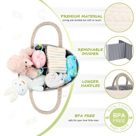 Maliton Diaper Caddy Organizer for Baby, Cotton Rope Baby Gift Basket, Portable Diaper Organizer for changing table, Diaper Nursery Storage Organizer, Baby Shower Gifts for Newborn,baby essentials Maliton Diaper Caddy Organizer for Baby, Cotton Rope Baby Gift Basket, Portable Diaper Organizer for changing table, Diaper Nursery Storage Organizer, Baby Shower Gifts for Newborn,baby essentials