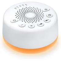 Sound Machine Easysleep White Noise Machine with 25 Soothing Sounds and Night Lights with Memory Function 32 Levels of Volume and 5 Sleep Timer Powered by AC or USB for Sleeping Relaxation (White)