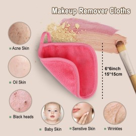 KODAMO Makeup Remover Cloth, Reusable Makeup Remover Pads Washable Travel Bag, Microfiber Makeup Removal Face Wash Cloths with Just Water, Gentle Soft,12 Pack, Pink KODAMO Makeup Remover Cloth, Reusable Makeup Remover Pads Washable Travel Bag, Microfiber Makeup Removal Face Wash Cloths with Just Water, Gentle Soft,12 Pack, Pink