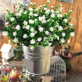 Grunyia 10 Bundles Artificial Fake Flowers, Faux Outdoor Plastic Plants UV Resistant Shrubs Outside Indoor Decorations (White-Eucalyptus) Grunyia 10 Bundles Artificial Fake Flowers, Faux Outdoor Plastic Plants UV Resistant Shrubs Outside Indoor Decorations (White-Eucalyptus)