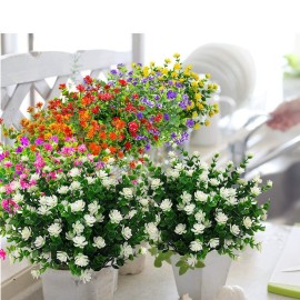 Grunyia 10 Bundles Artificial Fake Flowers, Faux Outdoor Plastic Plants UV Resistant Shrubs Outside Indoor Decorations (White-Eucalyptus) Grunyia 10 Bundles Artificial Fake Flowers, Faux Outdoor Plastic Plants UV Resistant Shrubs Outside Indoor Decorations (White-Eucalyptus)