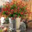 Grunyia 10 Bundles Artificial Fake Flowers, Faux Outdoor Plastic Plants UV Resistant Shrubs Outside Indoor Decorations (Red-Eucalyptus)