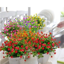 Grunyia 10 Bundles Artificial Fake Flowers, Faux Outdoor Plastic Plants UV Resistant Shrubs Outside Indoor Decorations (Red-Eucalyptus) Grunyia 10 Bundles Artificial Fake Flowers, Faux Outdoor Plastic Plants UV Resistant Shrubs Outside Indoor Decorations (Red-Eucalyptus)