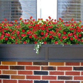 Grunyia 10 Bundles Artificial Fake Flowers, Faux Outdoor Plastic Plants UV Resistant Shrubs Outside Indoor Decorations (Red-Eucalyptus) Grunyia 10 Bundles Artificial Fake Flowers, Faux Outdoor Plastic Plants UV Resistant Shrubs Outside Indoor Decorations (Red-Eucalyptus)