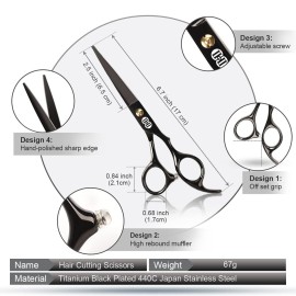 CIICII Hair Cutting Scissors Shears Kit, Professional Hairdressing Scissors Set (Hair Beard Trimming Shaping Grooming Thinning Shears) for Men Women Hairdresser Home Salon Barber Haircut Kit (Black) CIICII Hair Cutting Scissors Shears Kit, Professional Hairdressing Scissors Set (Hair Beard Trimming Shaping Grooming Thinning Shears) for Men Women Hairdresser Home Salon Barber Haircut Kit (Black)
