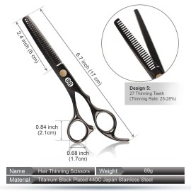 CIICII Hair Cutting Scissors Shears Kit, Professional Hairdressing Scissors Set (Hair Beard Trimming Shaping Grooming Thinning Shears) for Men Women Hairdresser Home Salon Barber Haircut Kit (Black) CIICII Hair Cutting Scissors Shears Kit, Professional Hairdressing Scissors Set (Hair Beard Trimming Shaping Grooming Thinning Shears) for Men Women Hairdresser Home Salon Barber Haircut Kit (Black)