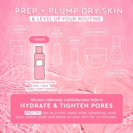 Glow Recipe PHA + BHA Face Toner - Korean Skin Care Pore Minimizer & Gentle Facial Exfoliator for Tightening, Hydrating & Exfoliating - Glycerin, Watermelon & Cactus Water (150ml) Glow Recipe PHA + BHA Face Toner - Korean Skin Care Pore Minimizer & Gentle Facial Exfoliator for Tightening, Hydrating & Exfoliating - Glycerin, Watermelon & Cactus Water (150ml)