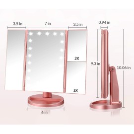 Infitrans 3 Folds Lighted Vanity Makeup Mirror,1X/2X/3X Magnification, 21 LED Light Bright Table Mirror with Touch Screen,180 Adjustable Rotation,Portable Travel Cosmetic Mirror Infitrans 3 Folds Lighted Vanity Makeup Mirror,1X/2X/3X Magnification, 21 LED Light Bright Table Mirror with Touch Screen,180 Adjustable Rotation,Portable Travel Cosmetic Mirror