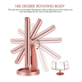 Infitrans 3 Folds Lighted Vanity Makeup Mirror,1X/2X/3X Magnification, 21 LED Light Bright Table Mirror with Touch Screen,180 Adjustable Rotation,Portable Travel Cosmetic Mirror Infitrans 3 Folds Lighted Vanity Makeup Mirror,1X/2X/3X Magnification, 21 LED Light Bright Table Mirror with Touch Screen,180 Adjustable Rotation,Portable Travel Cosmetic Mirror