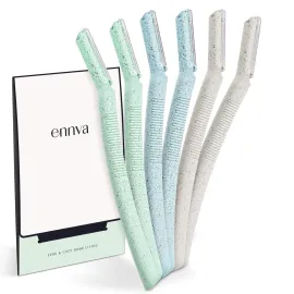 ennva Eyebrow Razor for Women | Dermaplane Facial Razor for Face | Hair Trimmer Face Razor for Body Use | Multipurpose Facial Hair Removal Disposable Blades Eyebrow Tool - 6pcs