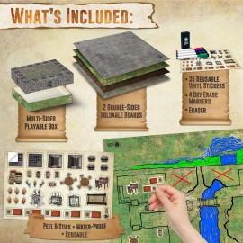 Melee Mats DND Map Starter Kit - 22 x 26 Double Sided, Wet/Dry Erase Battle Terrain Grid - Ultimate Tabletop Board Gaming Experience with Accessories