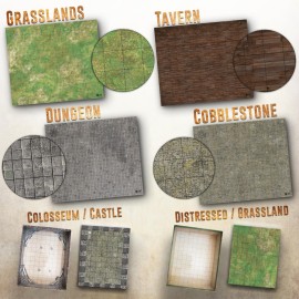 Melee Mats DND Map Starter Kit - 22 x 26 Double Sided, Wet/Dry Erase Battle Terrain Grid - Ultimate Tabletop Board Gaming Experience with Accessories