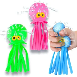 ArtCreativity Octopus Water Balls, Set of 3, Rubber Kids Bath Toys, Sensory Stress Relief Pool Toys for Kids, Cute Goodie Bag Fillers for Boys and Girls, Pink, Blue and Green