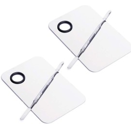 2 Pcs Stainless Steel Cosmetic Makeup Palette, Professional Cosmetic Mixing Makeup Palette Spatula Makeup Artist Tool, Beauty Salon Color Cream Mixing Palette With A Spatula Makeup Nail Art Palette 2 Pcs Stainless Steel Cosmetic Makeup Palette, Professional Cosmetic Mixing Makeup Palette Spatula Makeup Artist Tool, Beauty Salon Color Cream Mixing Palette With A Spatula Makeup Nail Art Palette
