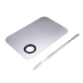 2 Pcs Stainless Steel Cosmetic Makeup Palette, Professional Cosmetic Mixing Makeup Palette Spatula Makeup Artist Tool, Beauty Salon Color Cream Mixing Palette With A Spatula Makeup Nail Art Palette 2 Pcs Stainless Steel Cosmetic Makeup Palette, Professional Cosmetic Mixing Makeup Palette Spatula Makeup Artist Tool, Beauty Salon Color Cream Mixing Palette With A Spatula Makeup Nail Art Palette