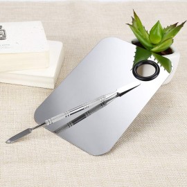2 Pcs Stainless Steel Cosmetic Makeup Palette, Professional Cosmetic Mixing Makeup Palette Spatula Makeup Artist Tool, Beauty Salon Color Cream Mixing Palette With A Spatula Makeup Nail Art Palette 2 Pcs Stainless Steel Cosmetic Makeup Palette, Professional Cosmetic Mixing Makeup Palette Spatula Makeup Artist Tool, Beauty Salon Color Cream Mixing Palette With A Spatula Makeup Nail Art Palette