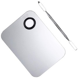 2 Pcs Stainless Steel Cosmetic Makeup Palette, Professional Cosmetic Mixing Makeup Palette Spatula Makeup Artist Tool, Beauty Salon Color Cream Mixing Palette With A Spatula Makeup Nail Art Palette 2 Pcs Stainless Steel Cosmetic Makeup Palette, Professional Cosmetic Mixing Makeup Palette Spatula Makeup Artist Tool, Beauty Salon Color Cream Mixing Palette With A Spatula Makeup Nail Art Palette