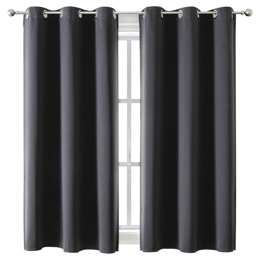 ChrisDowa Grommet Blackout Curtains for Bedroom and Living Room - 2 Panels Set Thermal Insulated Room Darkening Curtains (Dark Grey, 42 x 63 Inch) ChrisDowa Grommet Blackout Curtains for Bedroom and Living Room - 2 Panels Set Thermal Insulated Room Darkening Curtains (Dark Grey, 42 x 63 Inch)