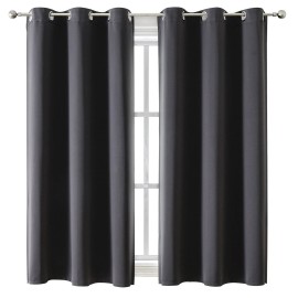 ChrisDowa Grommet Blackout Curtains for Bedroom and Living Room - 2 Panels Set Thermal Insulated Room Darkening Curtains (Dark Grey, 42 x 63 Inch)